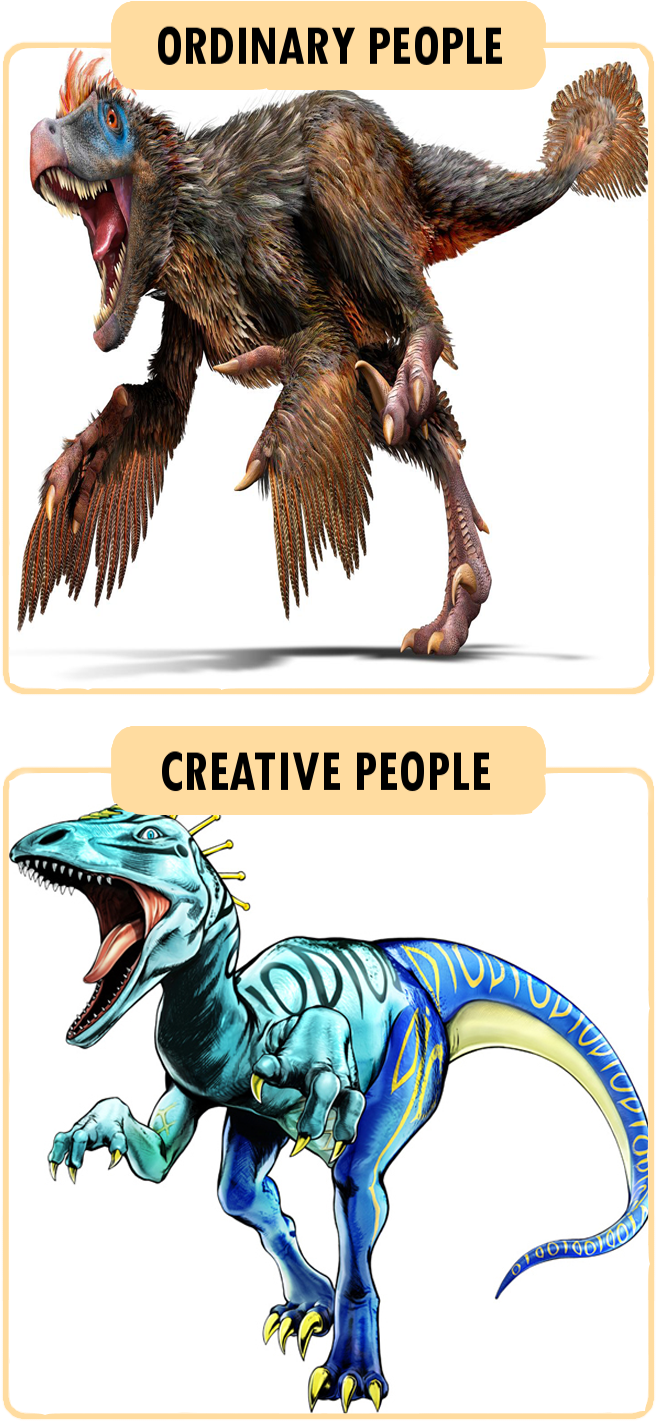 Ordinary People Creative People - Dio But He's A Dinosaur Clipart (658x1421), Png Download