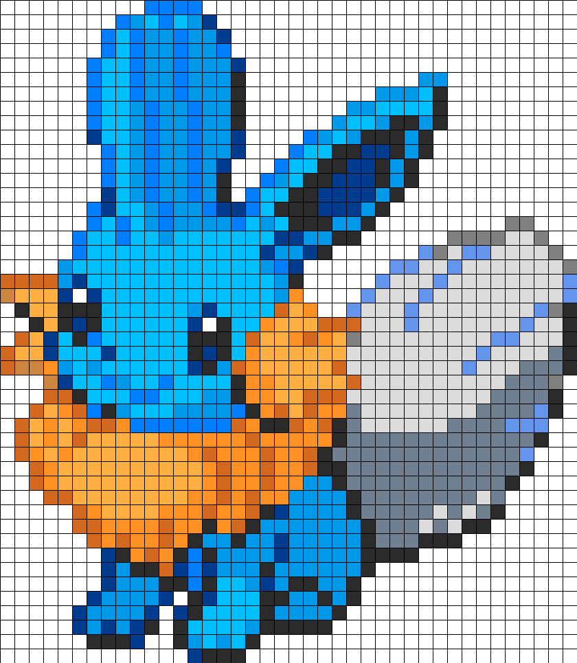 Eevee And Mudkip Fusion Perler Bead Pattern / Bead - Animated Eevee Sprite Clipart (840x966), Png Download