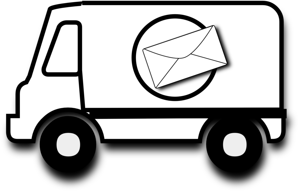 Mail Truck Coloring Page - Mail Van Colouring Pages Clipart (1024x662), Png Download