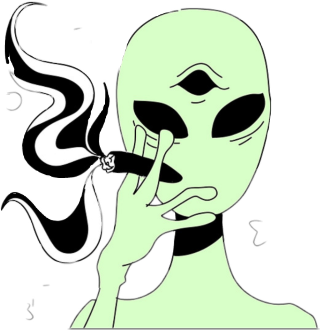 Alien Sticker - Dibujo De Alien Fumando Clipart (1024x1054), Png Download