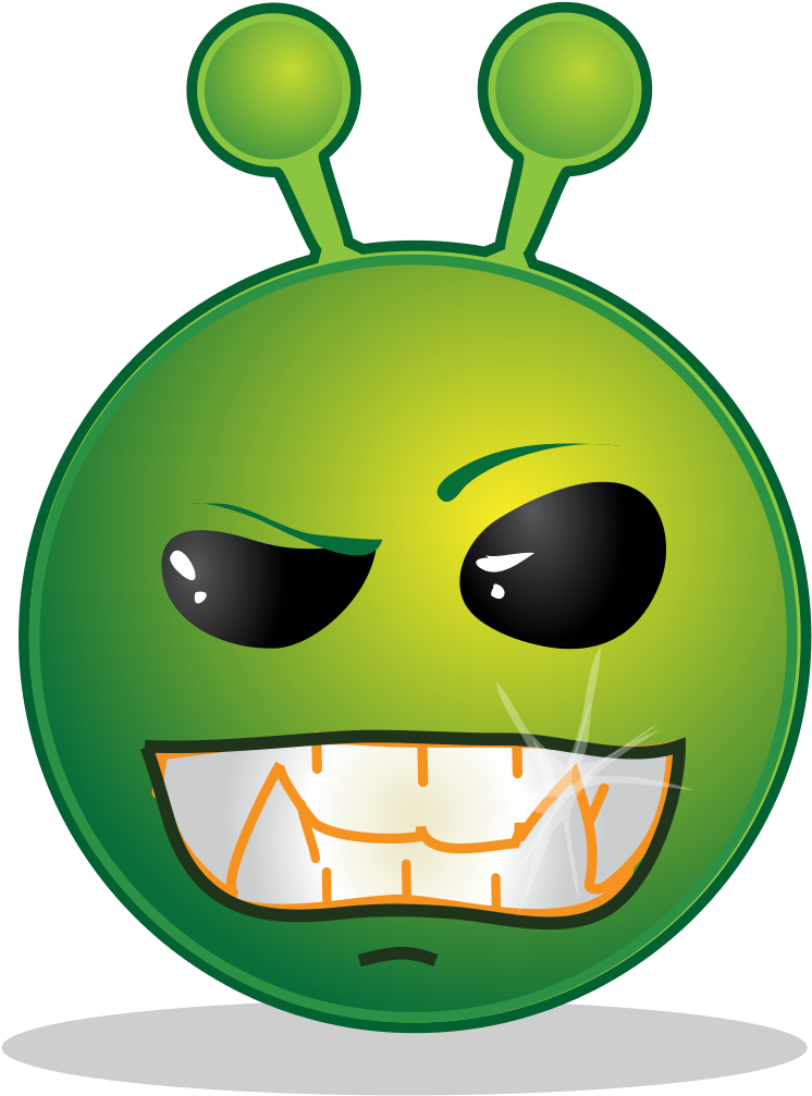 Smiley Green Alien Naah - Smiley Alienne Clipart (572x768), Png Download