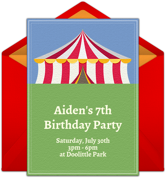 Big Top Circus Online Invitation - Party Clipart (650x650), Png Download