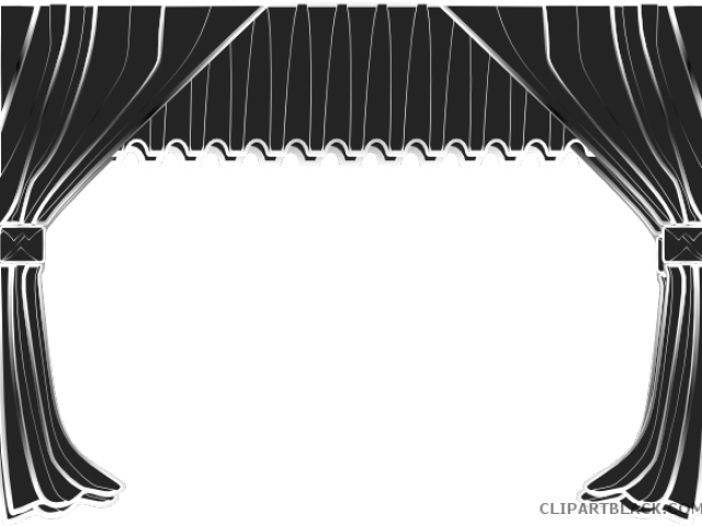 Curtain Clipart Black And White - Theater Curtain - Png Download (640x480), Png Download