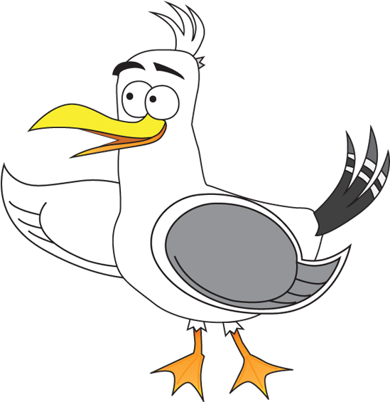 Sonny The Seagull-surprised - Cartoon Clipart (606x624), Png Download