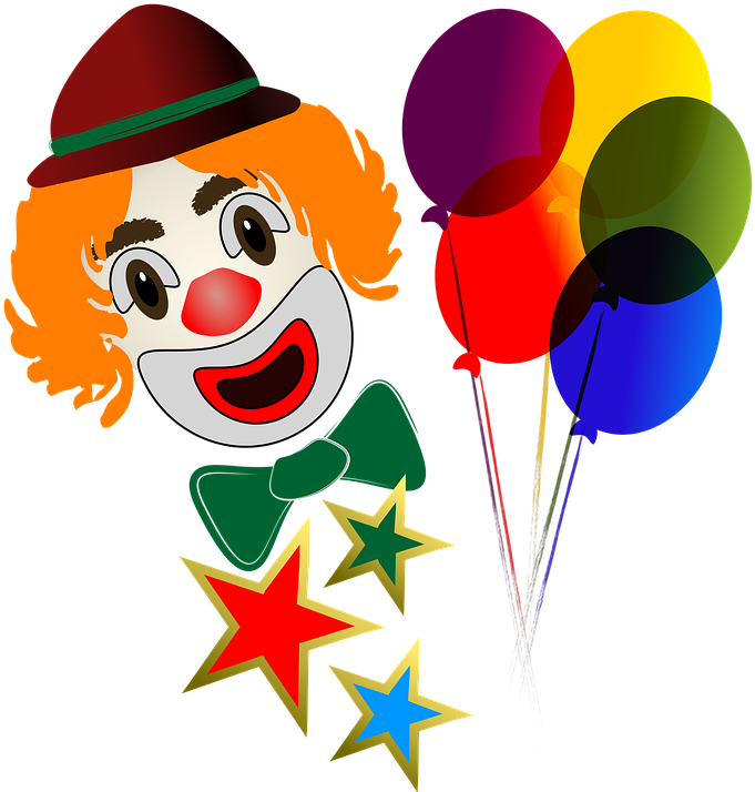 Clown Face With Balloons - Clown Clipart (720x720), Png Download