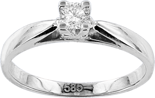 Lady´s Ring In White Gold Of 585 Assay Value With Diamonds - Engagement Ring Clipart (750x750), Png Download