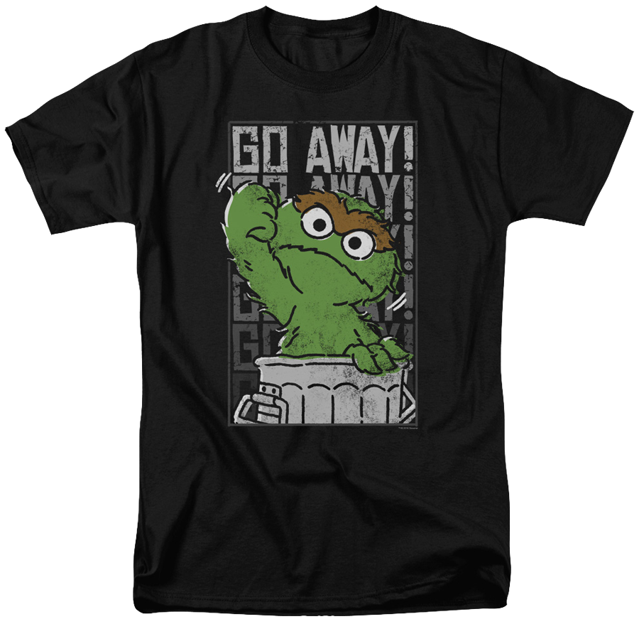 Go Away Oscar The Grouch T-shirt - Oscar The Grouch Tee Shirt Clipart (900x871), Png Download