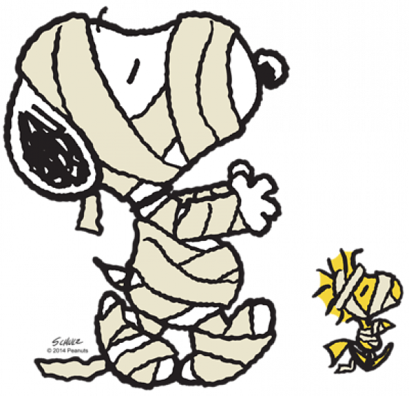 Mummy Snoopy And Woodstock - Snoopy Mummy Clipart (585x567), Png Download
