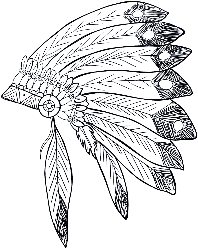 Indian,native American Indian - Indian Headdress Coloring Pages Clipart (1280x1280), Png Download