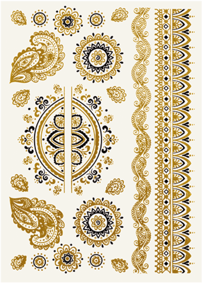 Ink Me Sticker Tattoos - Gold Tattoo Clipart (780x780), Png Download