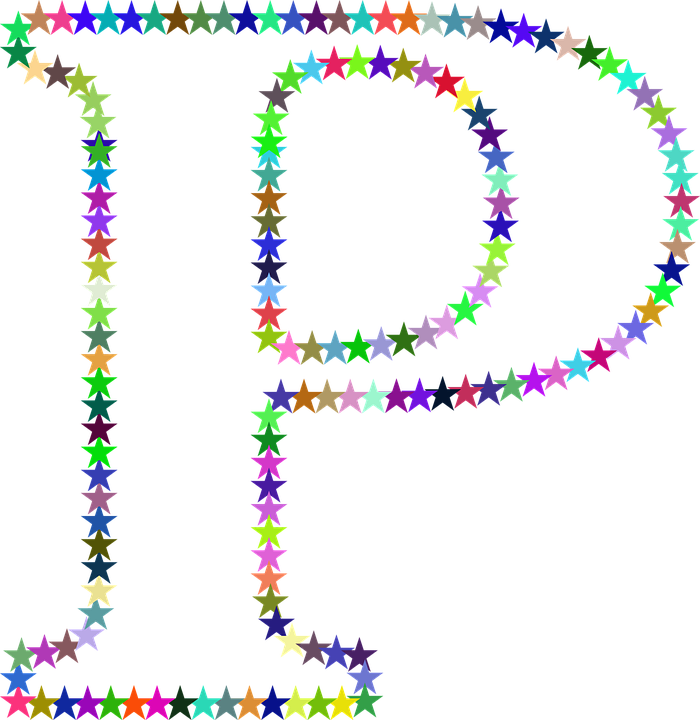 Stars, Colorful, Prismatic, Chromatic, Rainbow - Letter P With Stars Clipart (700x720), Png Download