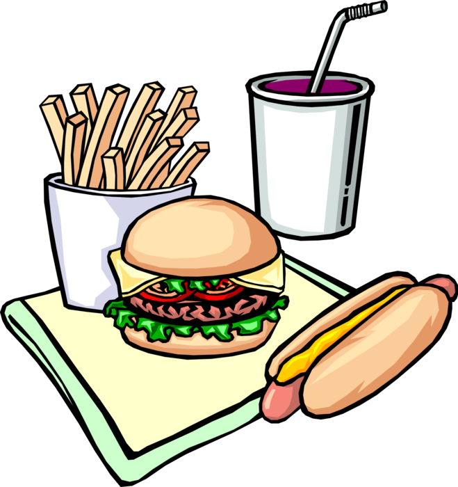 659 X 700 1 - Burger Fries Hotdog Cartoon Clipart (659x700), Png Download
