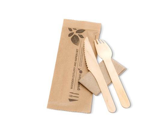 Wooden Knife Fork Napkin Set - Wood Clipart (600x600), Png Download