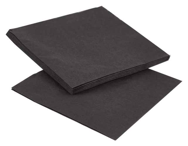 Napkin, Paper, 2-ply, 25x25cm, Black - Black Paper Napkin Png Clipart (640x640), Png Download
