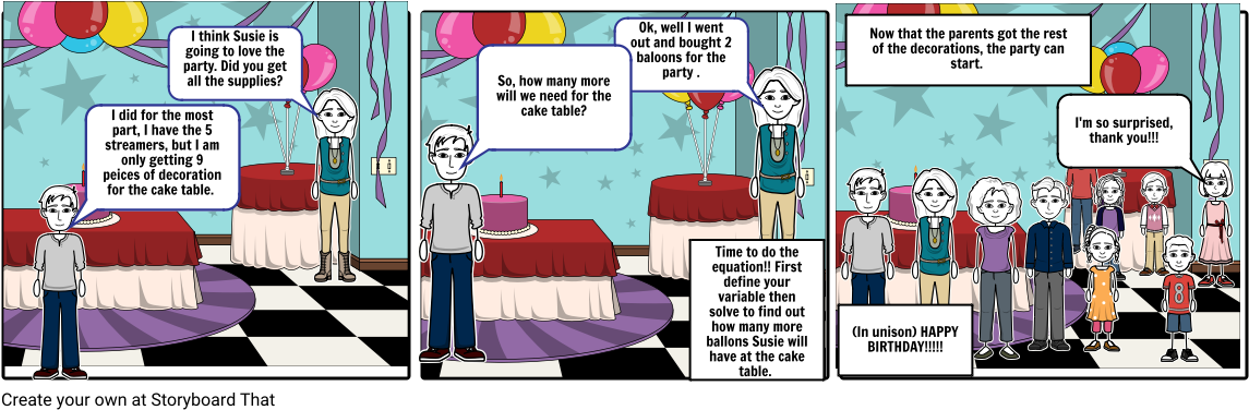 Susie's Birthday Equation - Cartoon Clipart (1164x385), Png Download