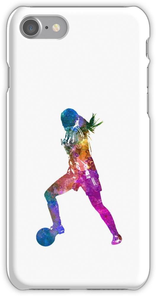 Girl Playing Soccer Football Player Silhouette Iphone - Girl Playing Soccer Poster Clipart (750x1000), Png Download