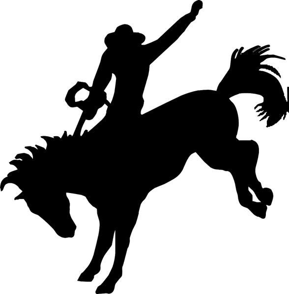Idea - Cowboy Riding A Horse Silhouette Clipart (588x600), Png Download