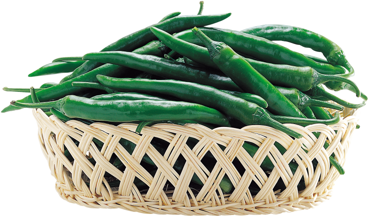 Peppers In Basket - Green Bean Clipart (866x650), Png Download