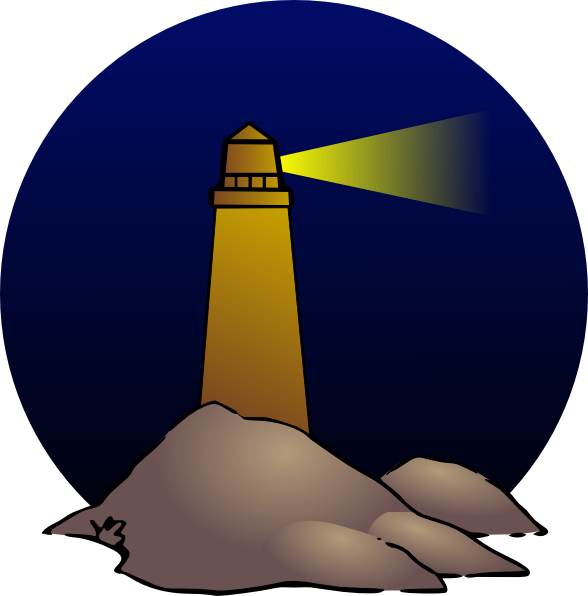 Svg Free Library Clip Art At Clker Com Vector Online - Lighthouse At Night Png Transparent Png (588x596), Png Download