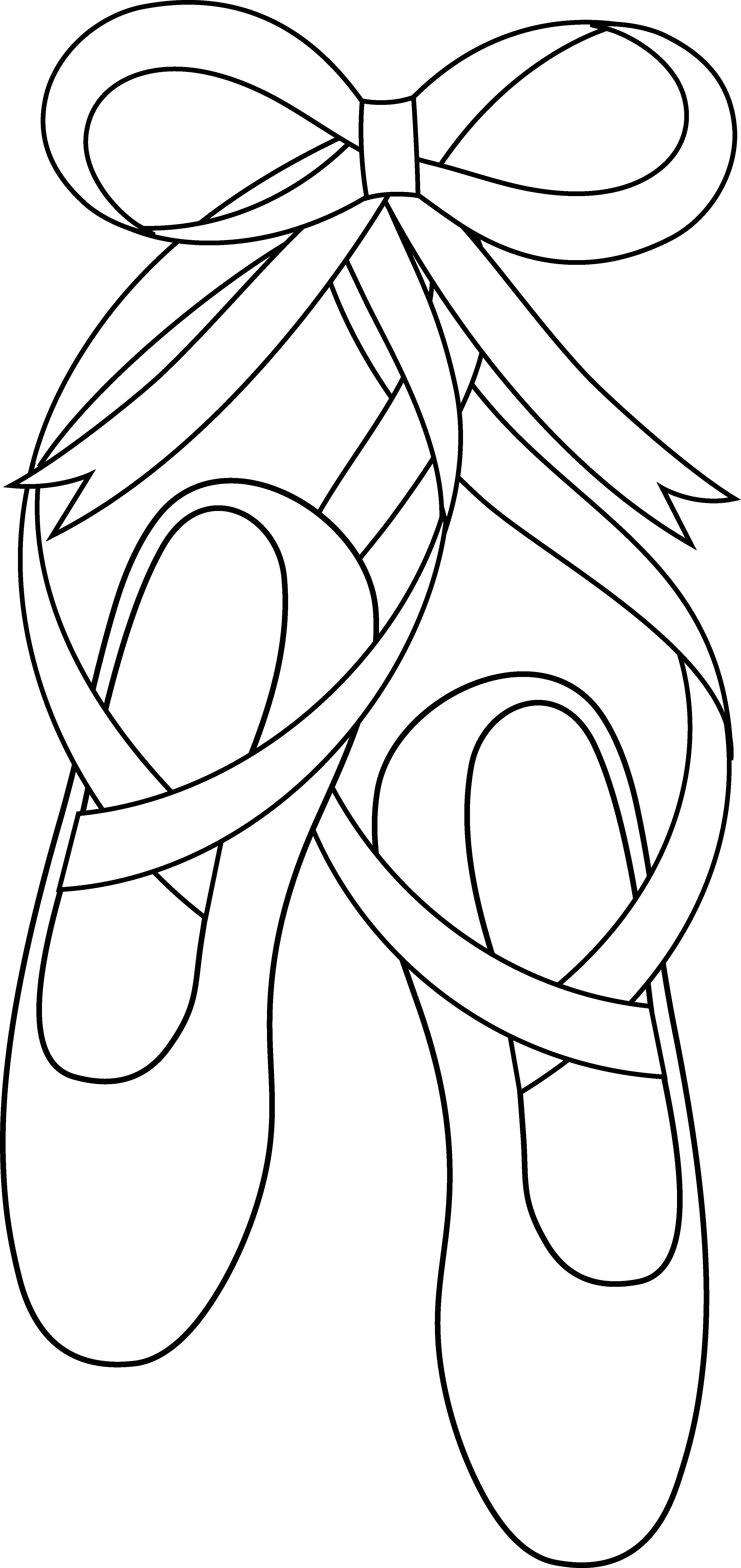 Cartoon Ballet Shoes - Ballet Shoes Clipart Black And White - Png Download (3300x6981), Png Download