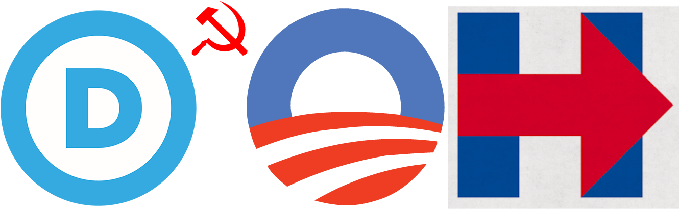 We Start With The Democrat Symbol, Followed By Their - Hillary Democrat Logo Clipart (1344x416), Png Download
