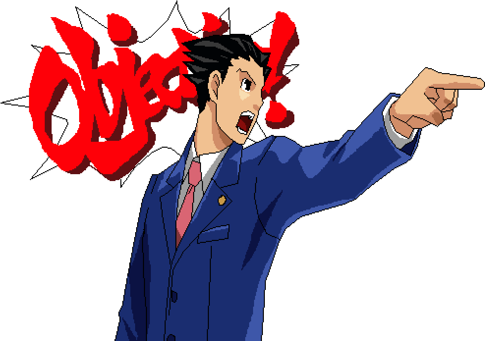 Phoenix Wright, Objection - Ace Attorney Stickers Clipart (987x695), Png Download