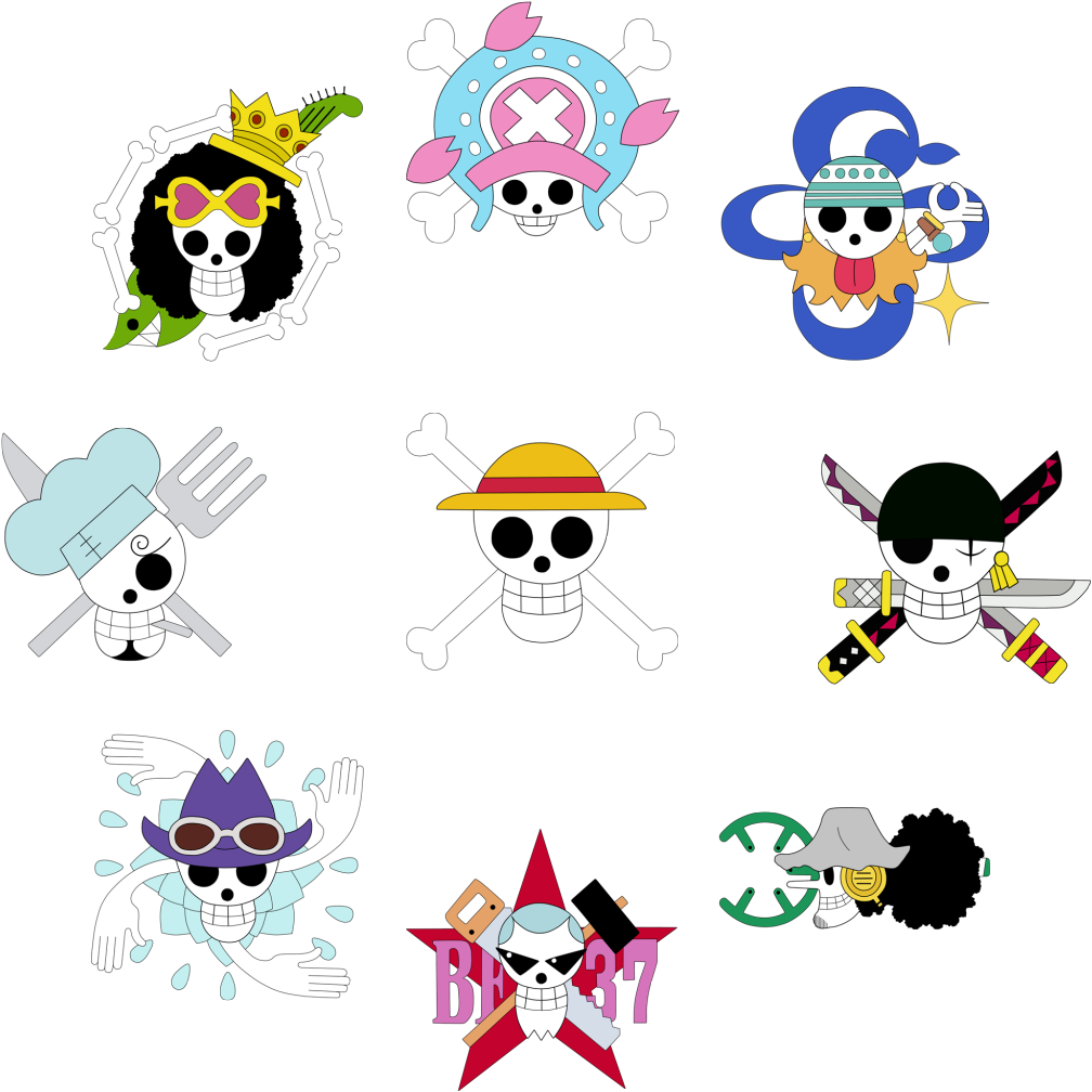 One Piece Jolly Roger Wallpaper - One Piece Crew Jolly Rogers Clipart (1024x1024), Png Download