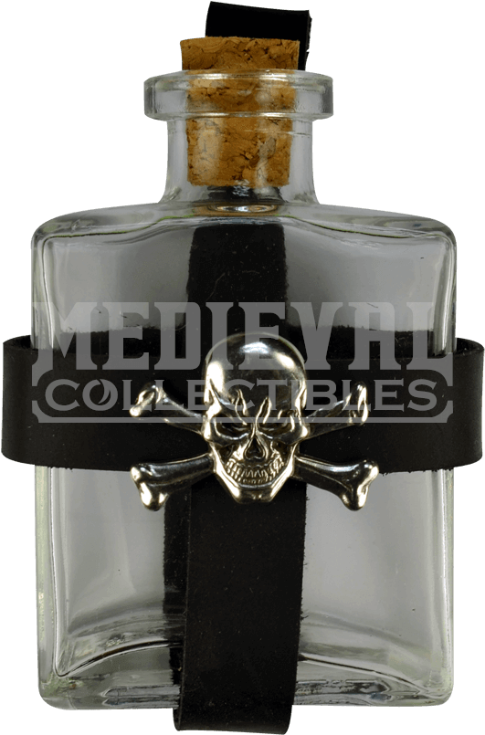 Glass Pirate Bottle With Jolly Roger Holder - Pirate Bottle Clipart (850x850), Png Download