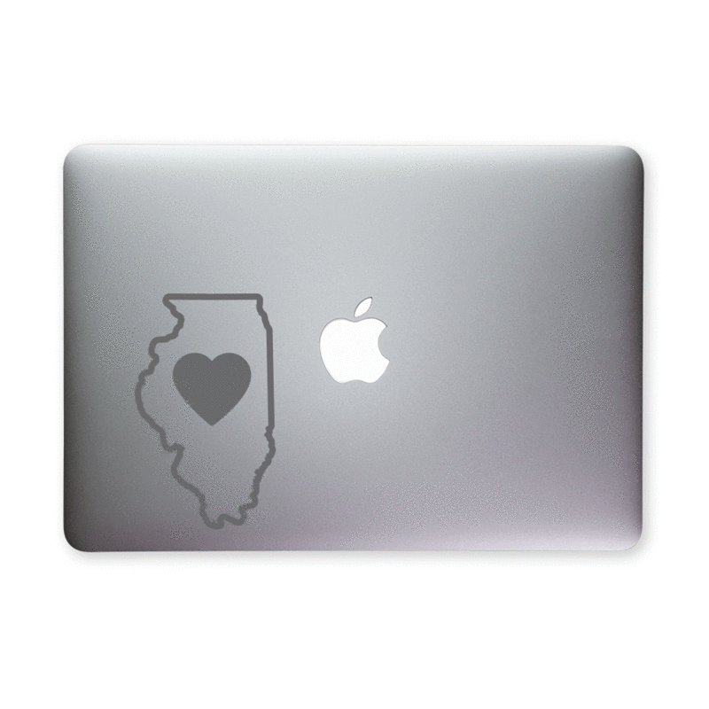 Illinois Love Outlined Sticker For Macbooks And Apple - Apple Clipart (800x800), Png Download