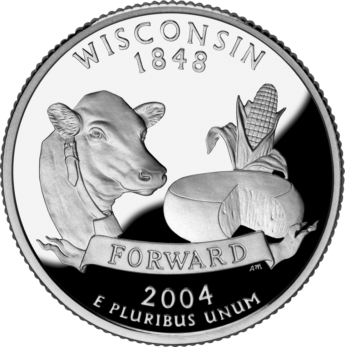 2004 Wi Proof - 2004 Wisconsin State Quarter Clipart (1105x1110), Png Download