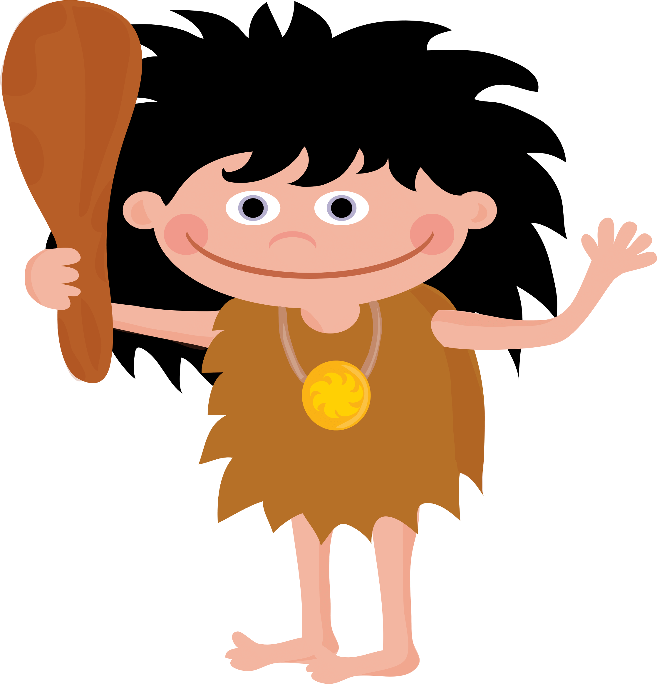 Caveman Clipart Neolithic Person - Cartoon - Png Download (2236x2326), Png Download