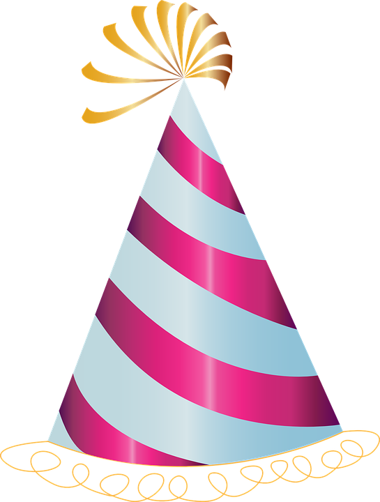 Happy Birthday, Hat, Party, Pink - Transparent Background Birthday Hat Png Clipart (545x720), Png Download