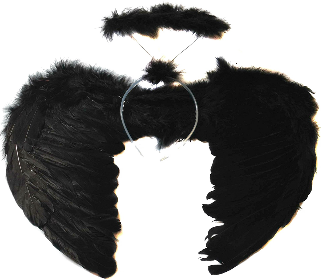 Black Angel Wings Transparent Image - Black Angel Wings And Halo Set Clipart (1024x893), Png Download