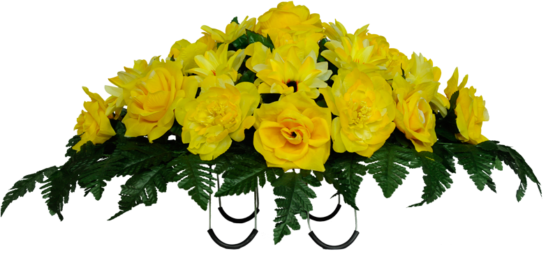 Yellow Rose & Dahlia Mix - Yellow Rose Funeral Arrangement Clipart (800x800), Png Download