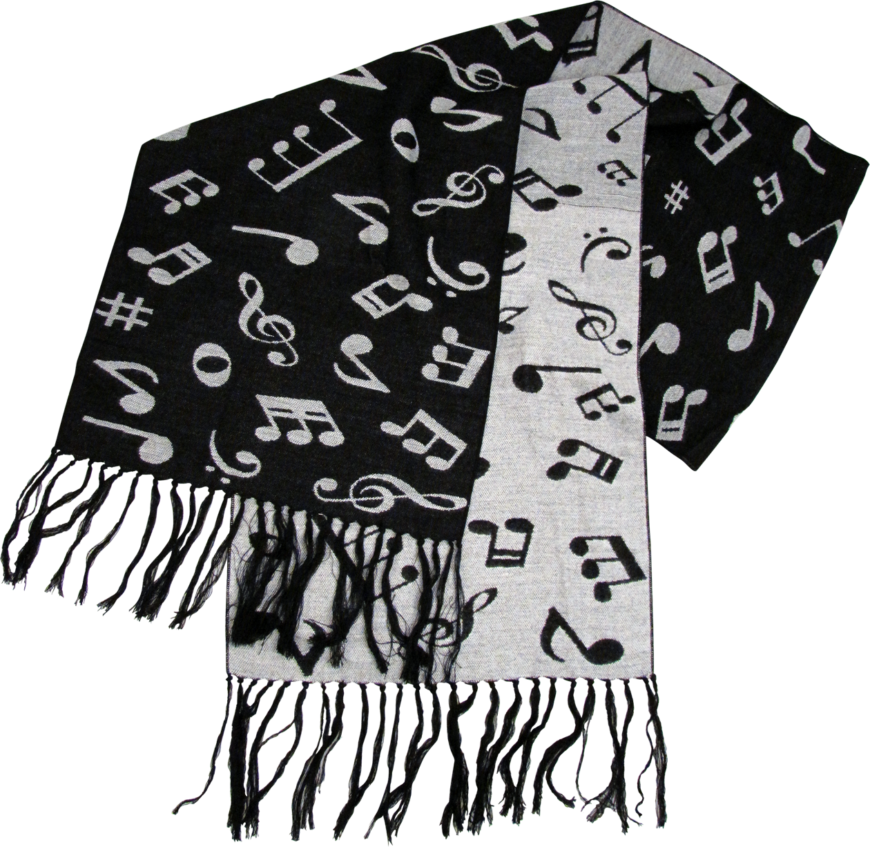 Black And White Music Note Scarf - Music Notes Winter Scarf Clipart (1260x1226), Png Download