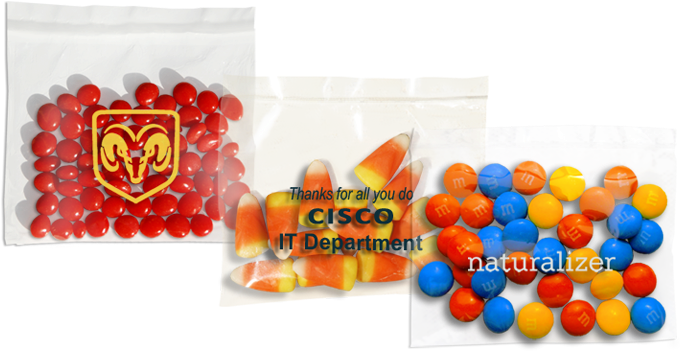 Custom Imprinted One Ounce Bags Filled With Bulk Candy - Hard Candy Clipart (832x460), Png Download