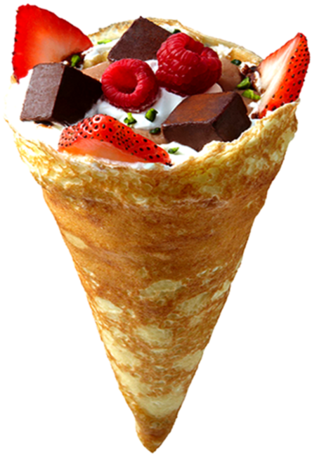 Fruit In Ice Cream Cones - Crepes Png Clipart (495x746), Png Download