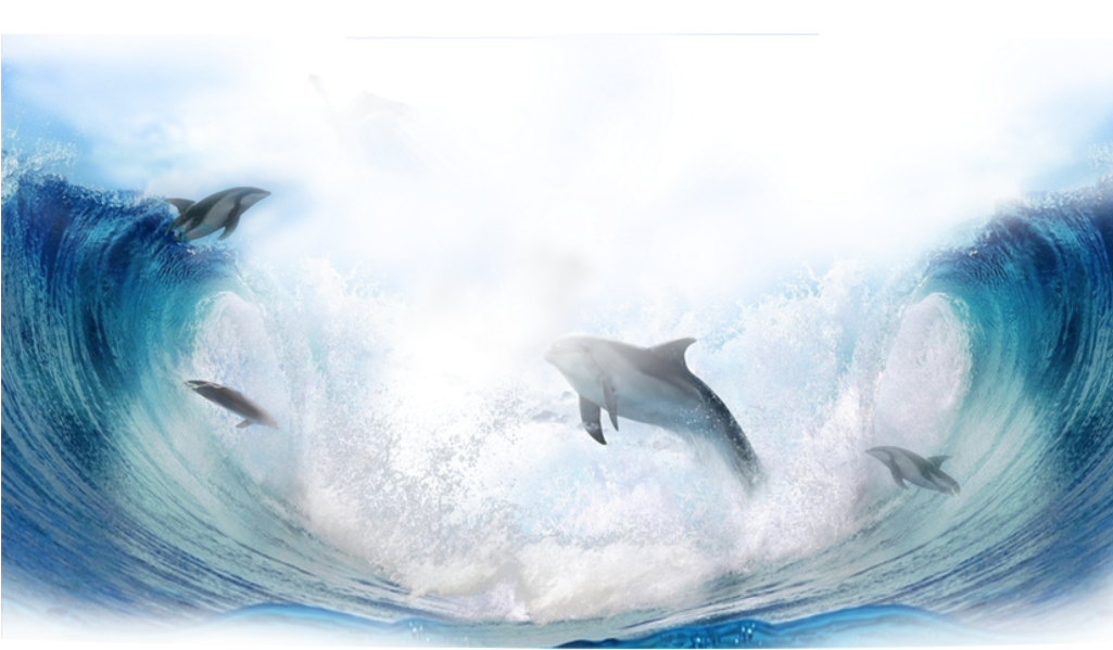 #ftestickers #watercolor #sea #waves #dolphins - Ocean Clipart (1024x1024), Png Download