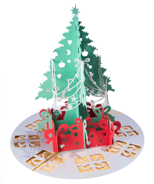 Christmas Tree With Presents Pop Up Card - Christmas Tree Clipart (1260x720), Png Download