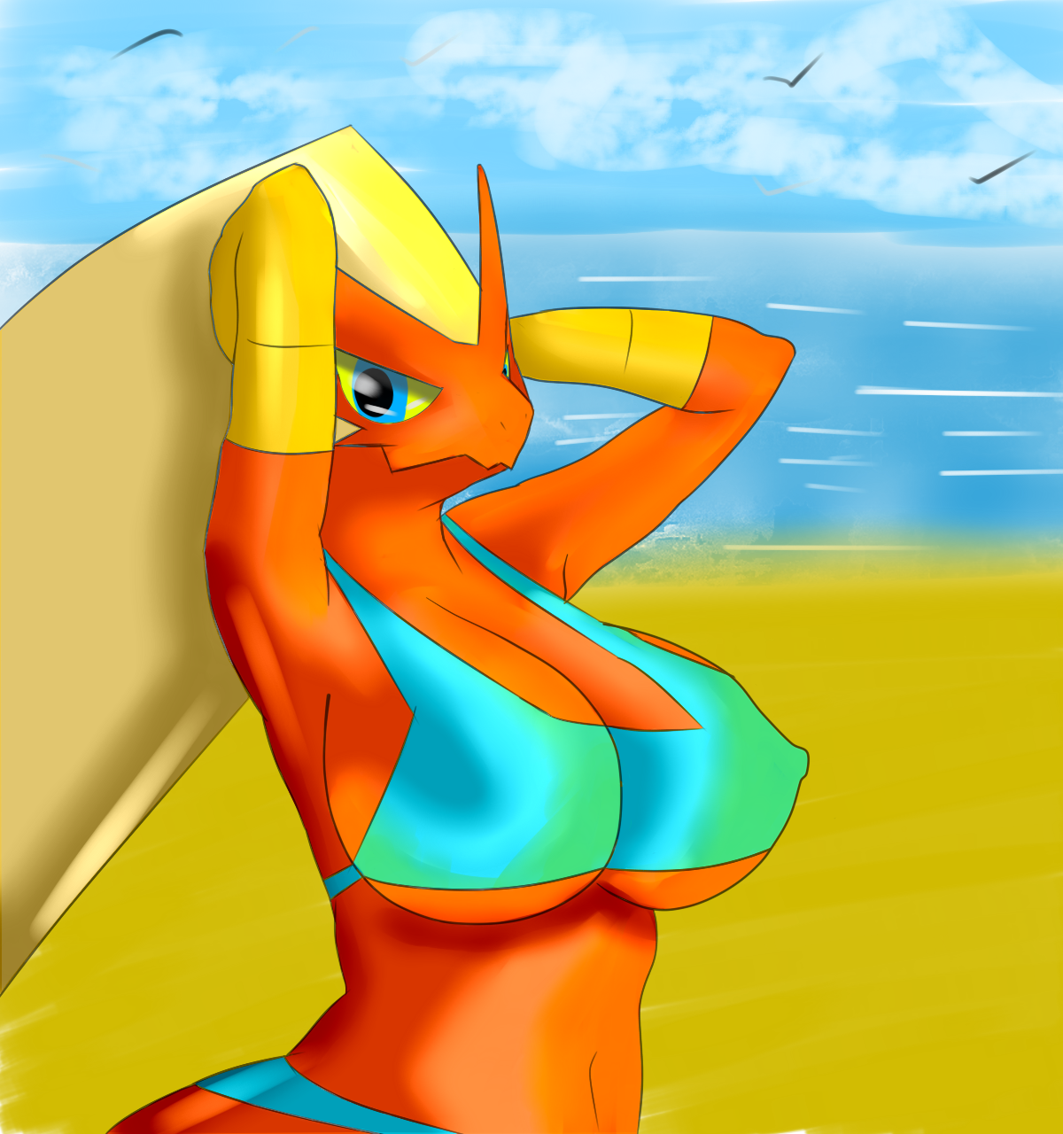 Hot Blaziken - Cartoon Clipart (1200x1280), Png Download