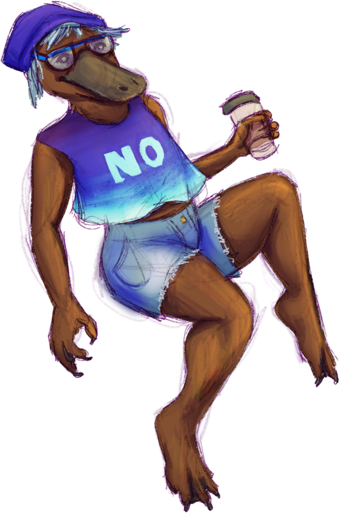 Hipster Platypus - Illustration Clipart (1167x1769), Png Download