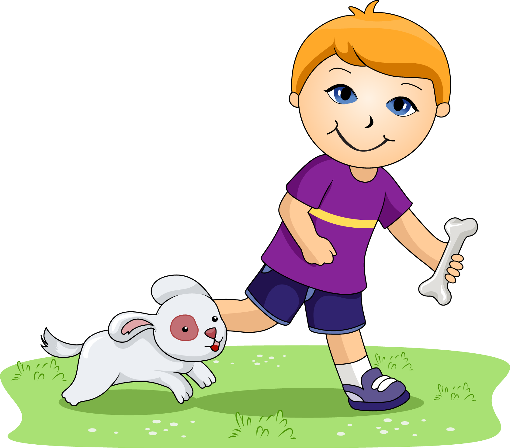 Dog Running Clipart - Boy And Dog Clipart - Png Download (1677x1472), Png Download
