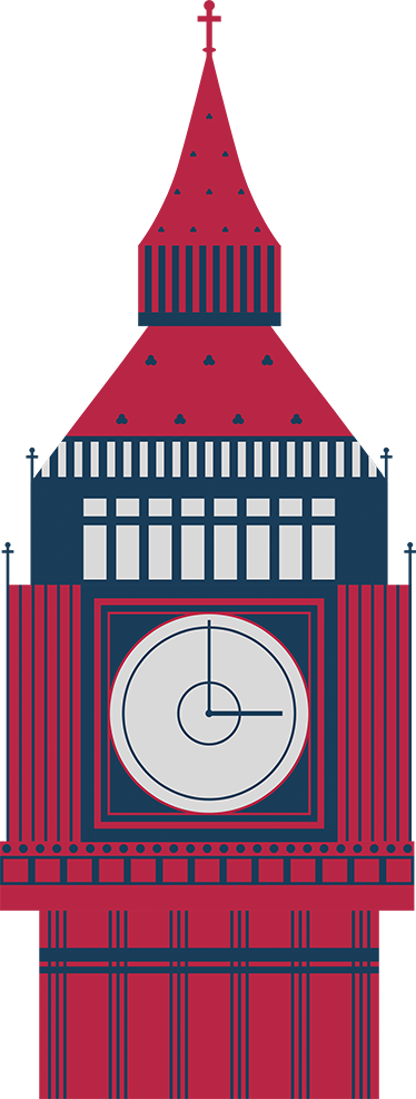 Big Ben Tower Sticker - Big Ben Red Png Clipart (374x987), Png Download