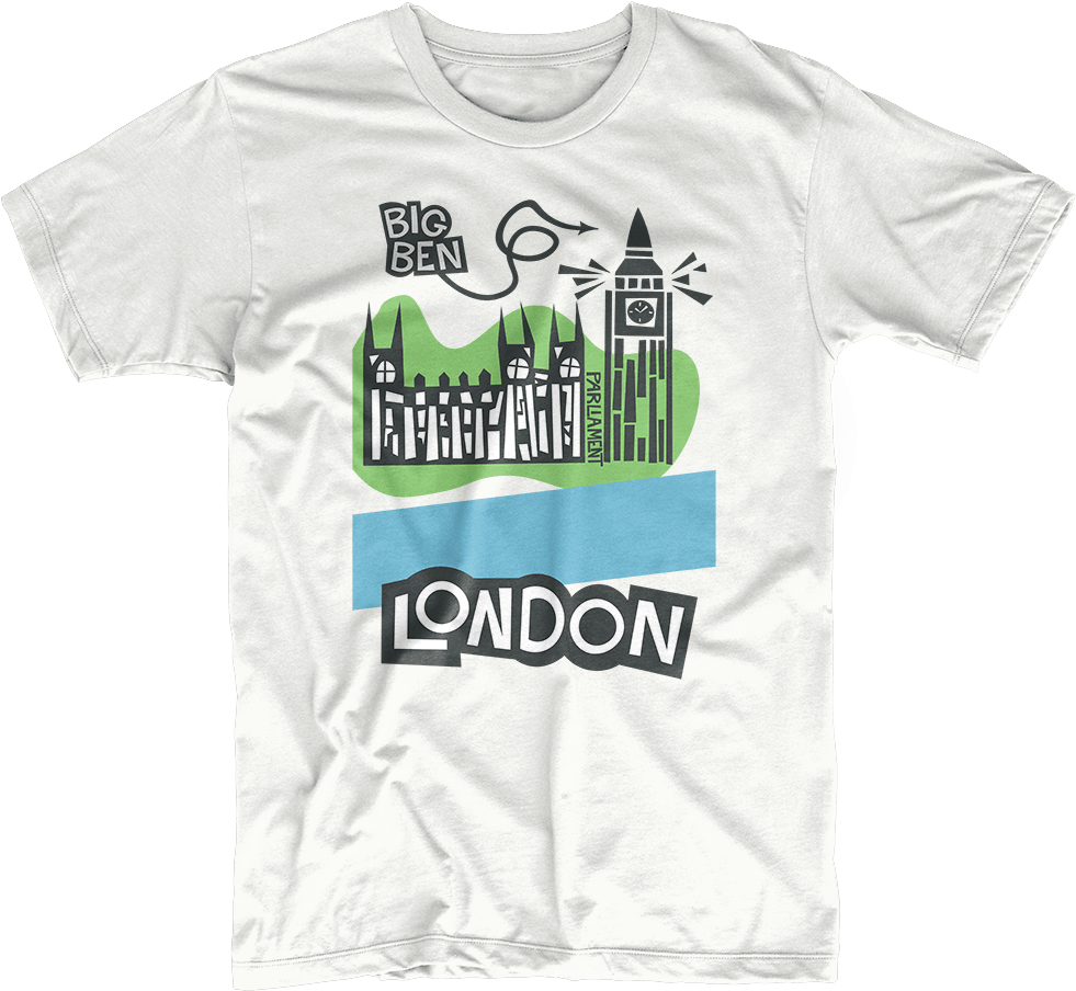 Big Ben And Parliament London T-shirt - Kaos Punk Warna Putih Clipart (1000x924), Png Download
