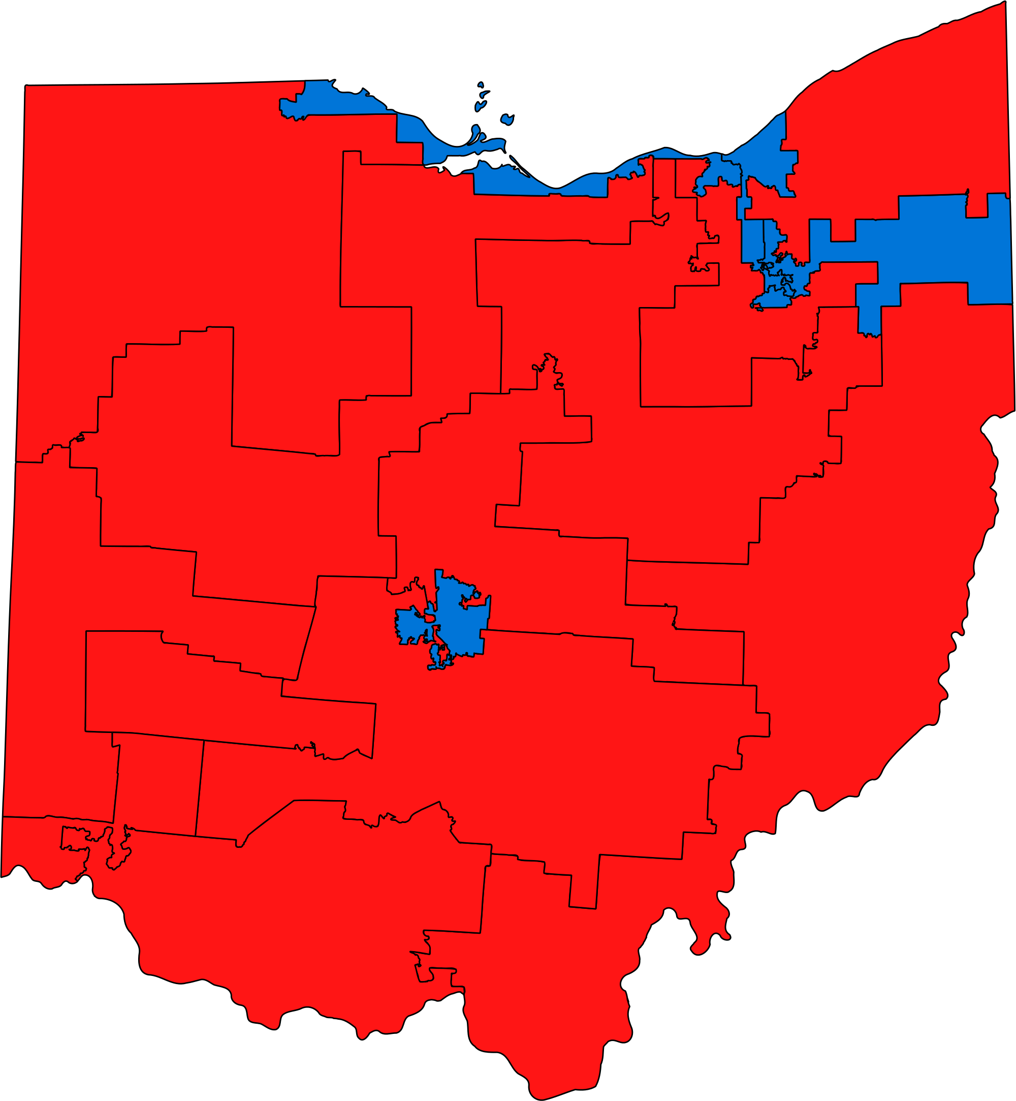 Challenges Of Ohio's Republican Congressional Incumbents - Ohio Congressional Districts By Party Clipart (2000x2166), Png Download