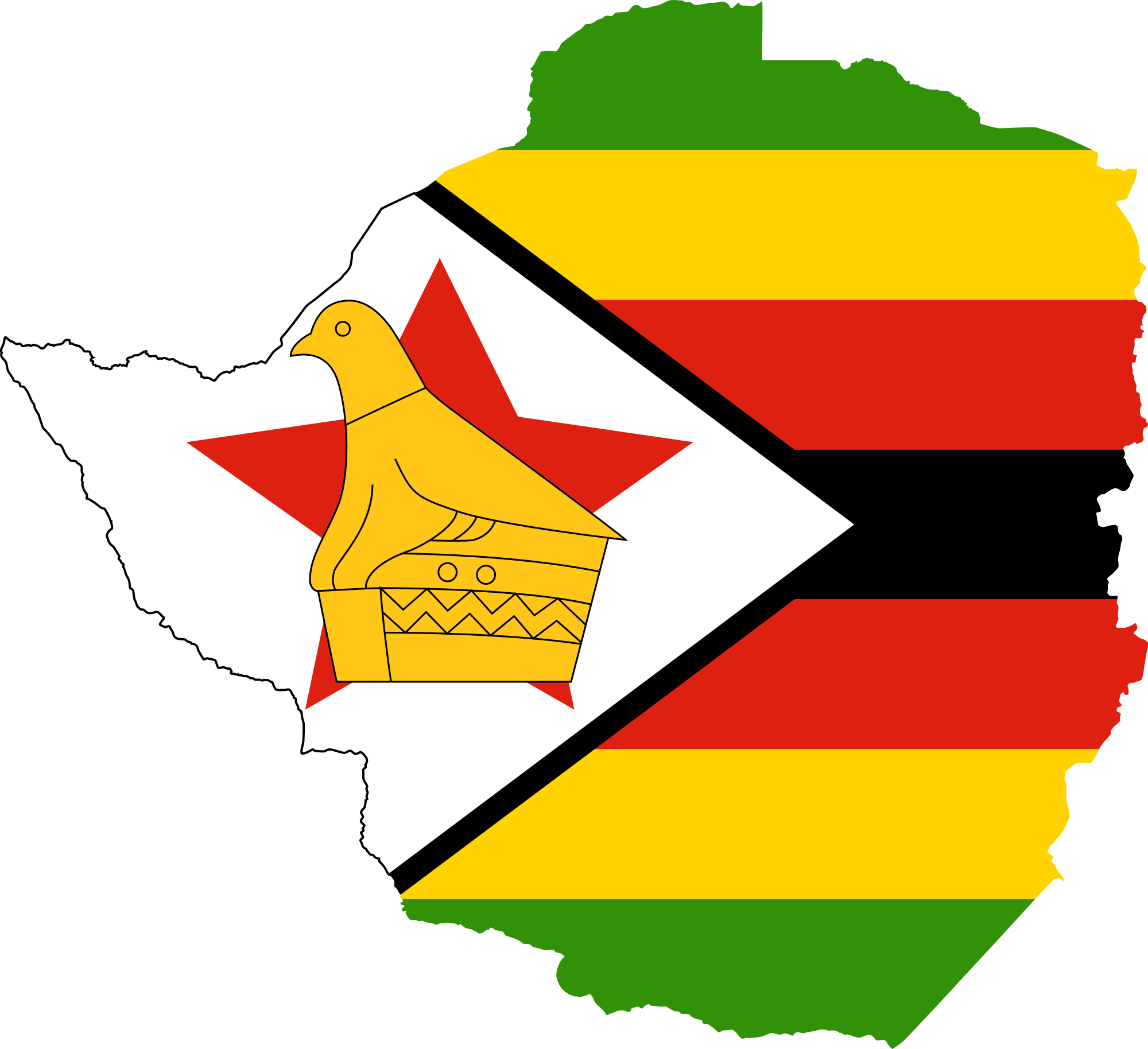 Zimbabwe Flag Transparent Image - Zimbabwe Flag Map Png Clipart (2000x1828), Png Download