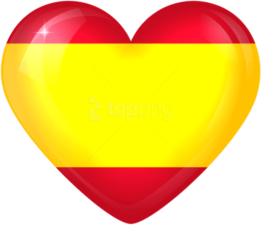 Free Png Download Spain Large Heart Flag Clipart Png - Heart With Spanish Flag Transparent Png (850x746), Png Download