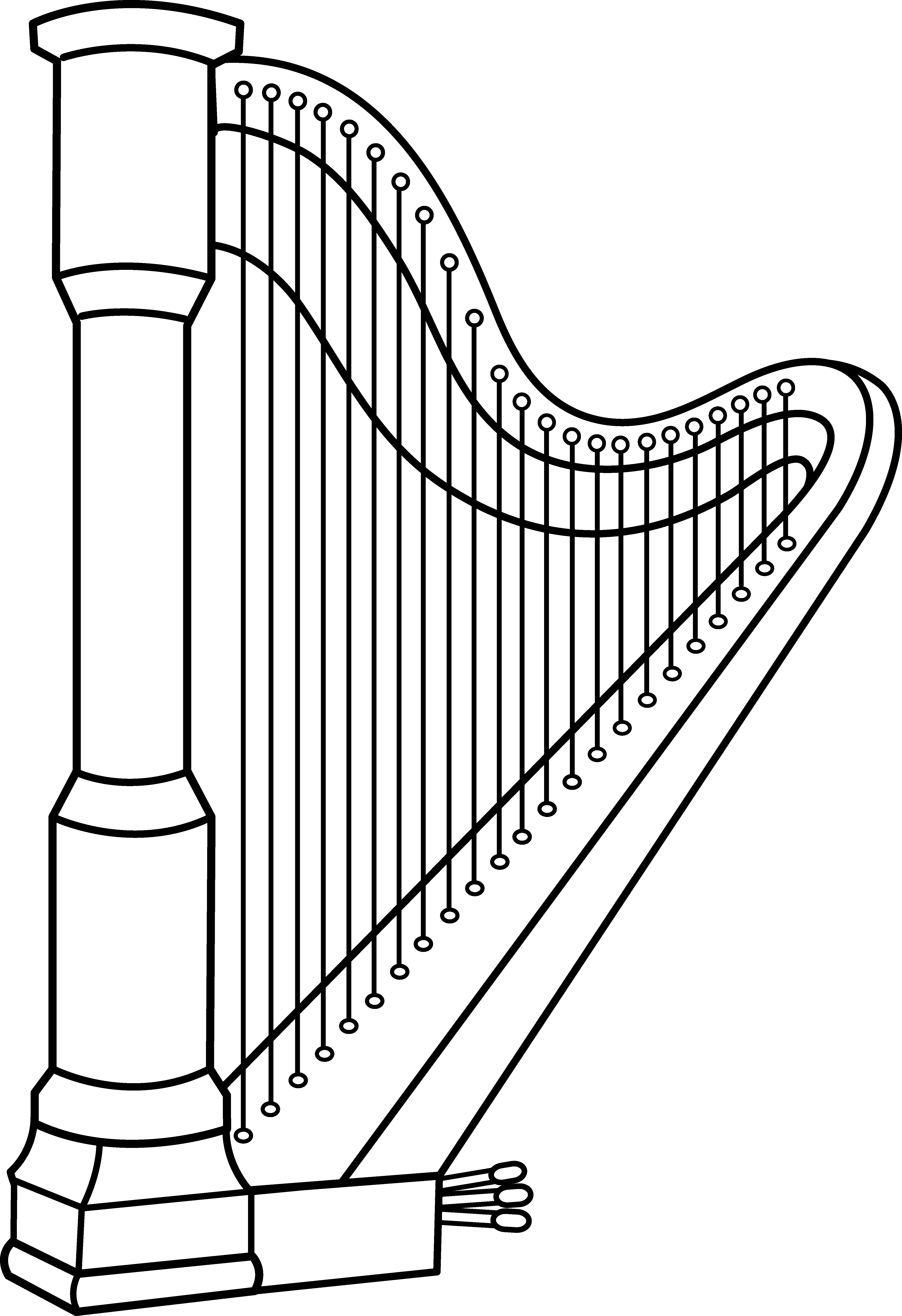 Clip Art Library Musical Line Art Free Clip Pinterest - Harp Clipart Black And White - Png Download (4655x6788), Png Download