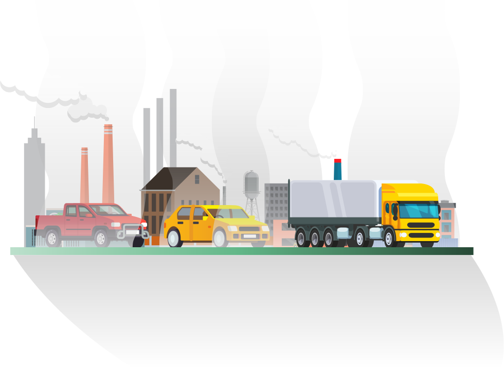 Pollution Clipart Transportation Technology - Polluted City People Animated - Png Download (980x714), Png Download