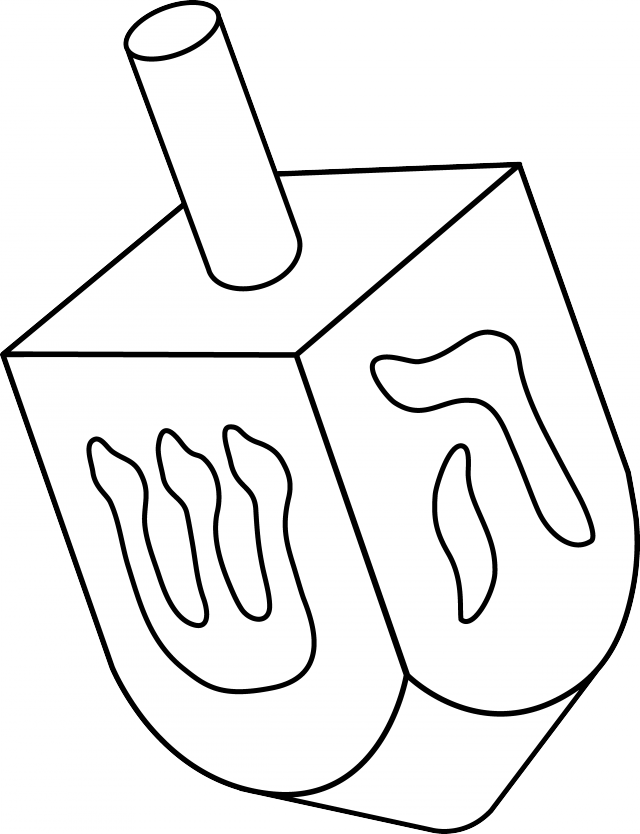 Dreidel Colorable Line Art Free Clip Art 192032 Coloring - Dreidel Coloring Page - Png Download (640x834), Png Download